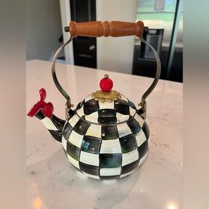 MacKenzie-Child’s Courtly Check Enamel Whistling Tea Kettle